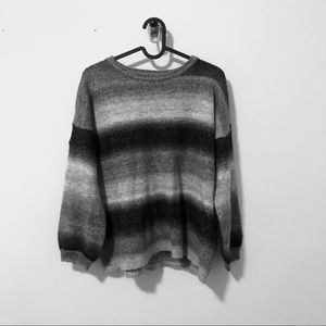 Sweater Soft Gradient Fuzzy Crewneck Sweater
